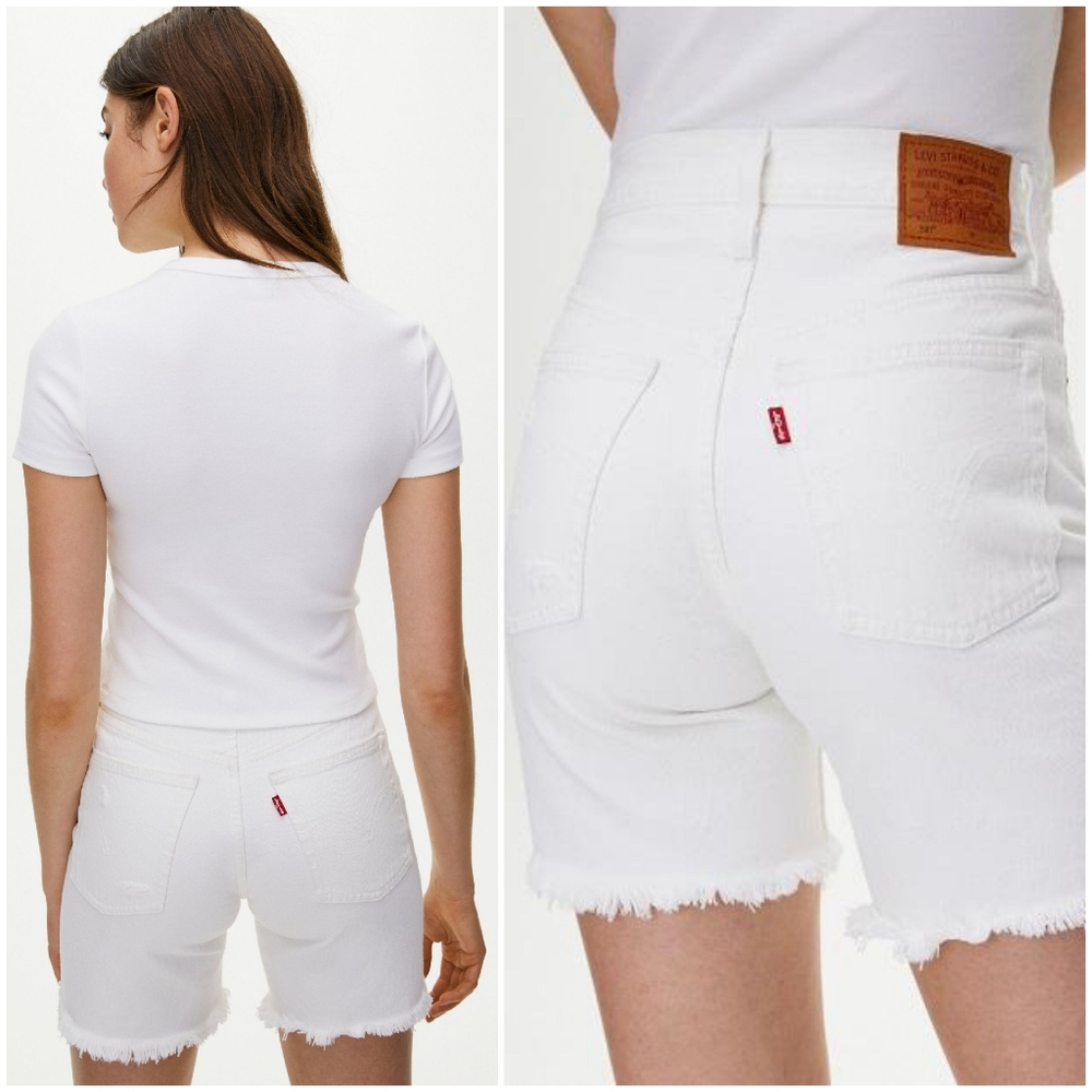 Levi's Mid thigh White jean Shorts Sz 29